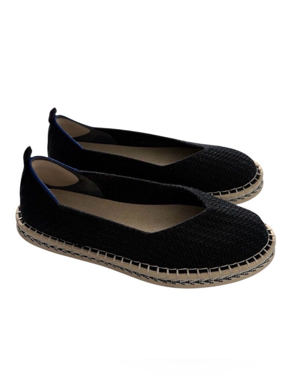 Rothy's The Espadrille Shoes Womens Size 8 Black Knit Comfort Slip On Flats